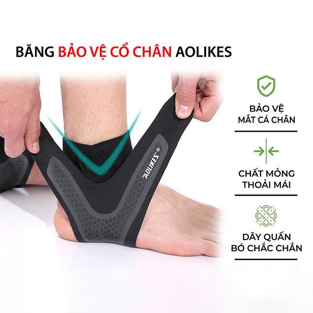 Băng quấn cổ chân AOLIKES đai bảo vệ cổ chân đá bóng, thể thao tránh lật khớp chân.