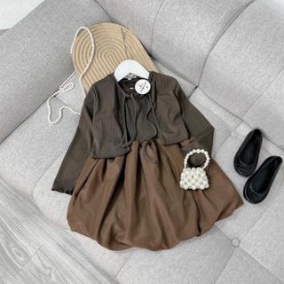 D11-Set đầm phối áo khoác cardigan cho bé gái cực xinh - Size 8-30Kg
