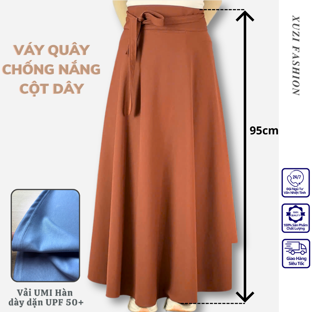 Váy chống nắng nữ bigsize cột dây chân váy quây chống nắng tùy chỉnh được kích thước eo vải umi chống tia UV nhà XUZI