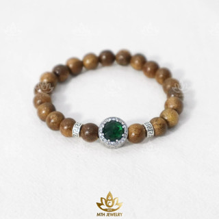 Vòng Tay Trầm Hương Tốc Việt Tròn Đơn Mix Charm Bạc S925 Đá Radiant Theo Mệnh - Mộc Trầm Hương MTH