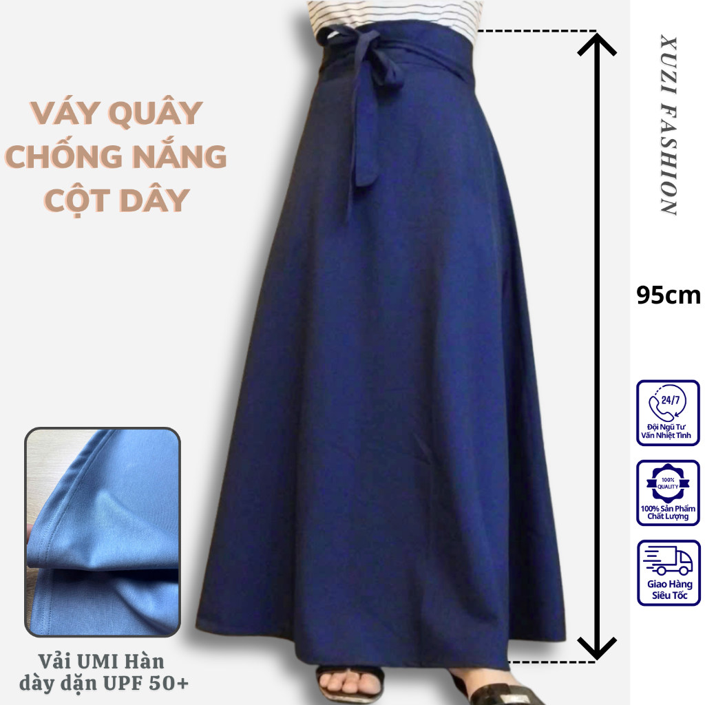 Váy chống nắng nữ bigsize cột dây chân váy quây chống nắng tùy chỉnh được kích thước eo vải umi chống tia UV nhà XUZI