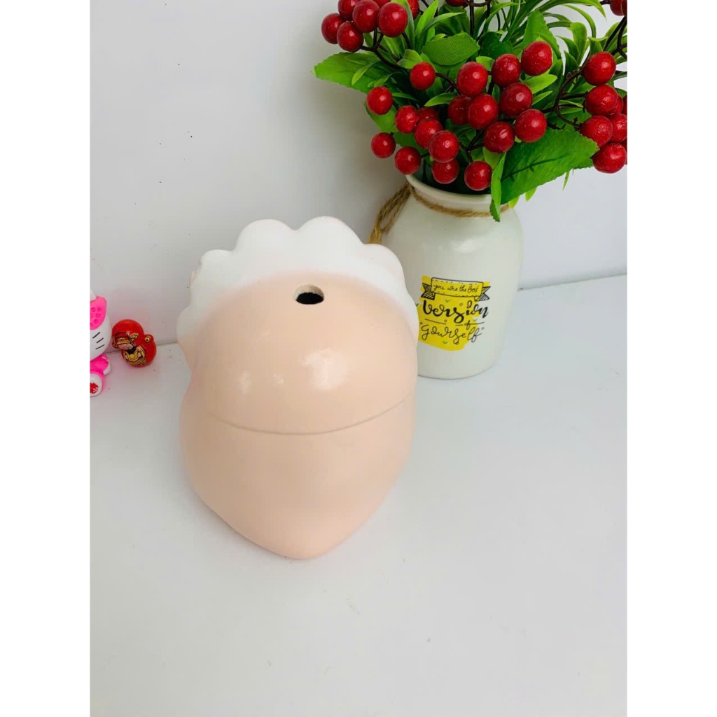 Heo Đất Tiết Kiệm Gà Con Đội Mũ Nhỏ-lợn đất tiết kiệm lỗ tròn- ống heo tiết kiệm quà tặng