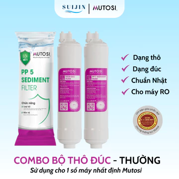 Combo Thô Mutosi Gồm Lõi 1 PP 5 Micron Loại Thường Và Lõi 2 OCB Lõi 3 PP1 Micron Dạng Đúc Dùng Cho Máy Lọc Nước RO....