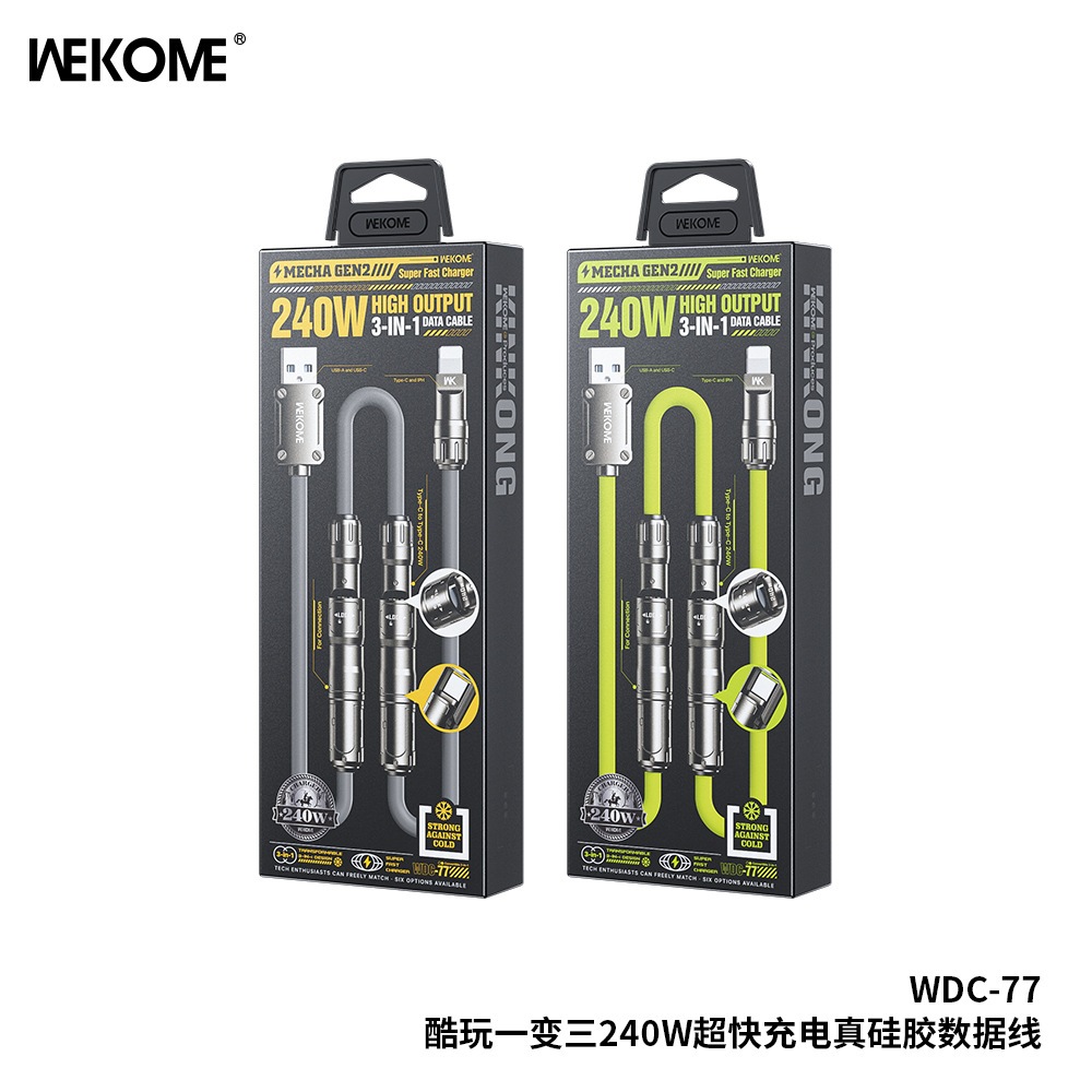 Dây Cáp Sạc Nhanh Type C 1.6 mét - 240W - Hãng WEKOME WDC-77 – Hỗ Trợ PD, QC– Dây Silicon Siêu Bền