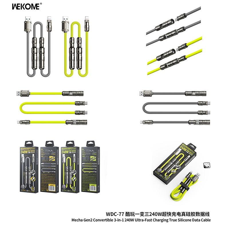 Dây Cáp Sạc Nhanh Type C 1.6 mét - 240W - Hãng WEKOME WDC-77 – Hỗ Trợ PD, QC– Dây Silicon Siêu Bền