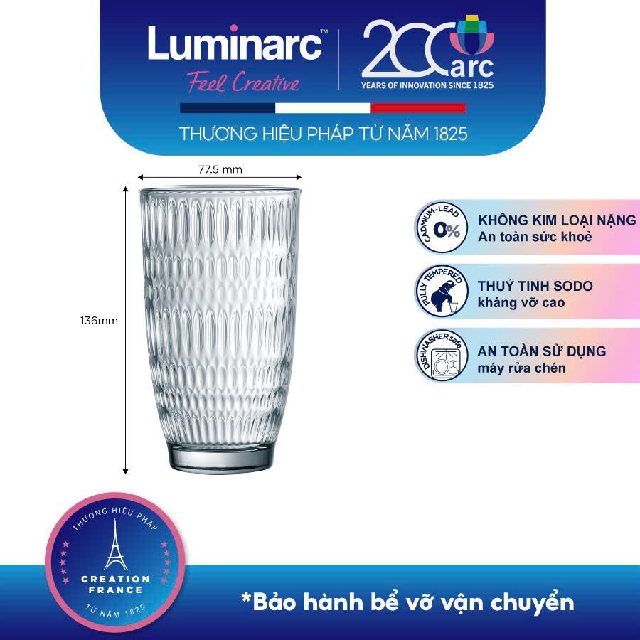 Bộ 6 Ly Cao Thuỷ tinh Luminarc cường lực Ricky Dew 390ml LURCV8086 ...