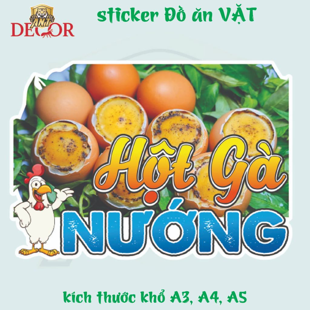 🥚 DECAL HỘT GÀ NƯỚNG – TEM DÁN ĐẸP MẮT CHO MÓN ĂN VẶT🔥