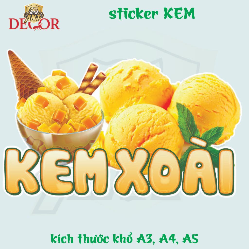 🍦 DECAL KEM BƠ - XOÀI – TEM DÁN ĐẸP, CHUYÊN NGHIỆP CHO ĐỒ ĂN VẶT MÙA HÈ 🌞