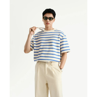 Áo thun nam tay ngắn sọc ngang lớn jacquard Form loose - ROUTINE 10S25TSS050