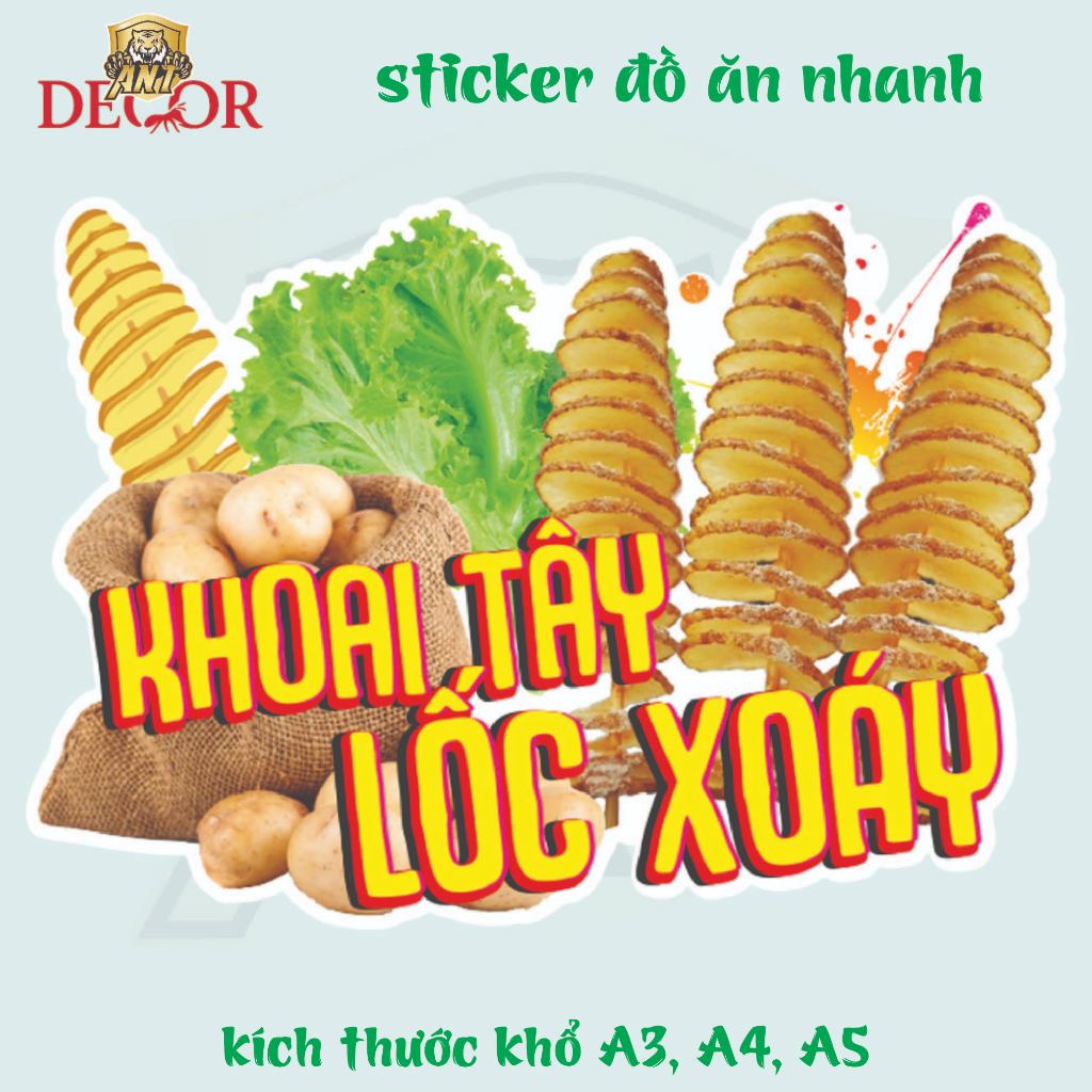 🍟 DECAL KHOAI TÂY LỐC XOÁY – TEM DÁN SIÊU ĐẸP CHO MÓN ĂN VẶT “HOT TREND” 🔥