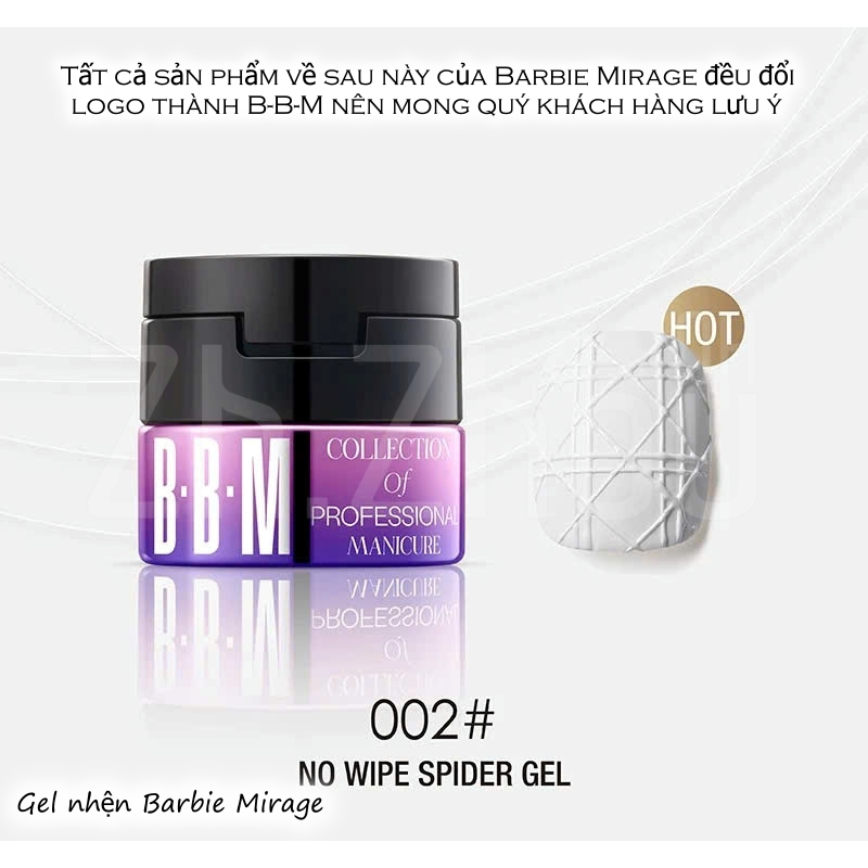 Gel mạng nhện BARBIE MIRAGE trắng đen, gel nhện barbie mirage, gel nhện cao cấp