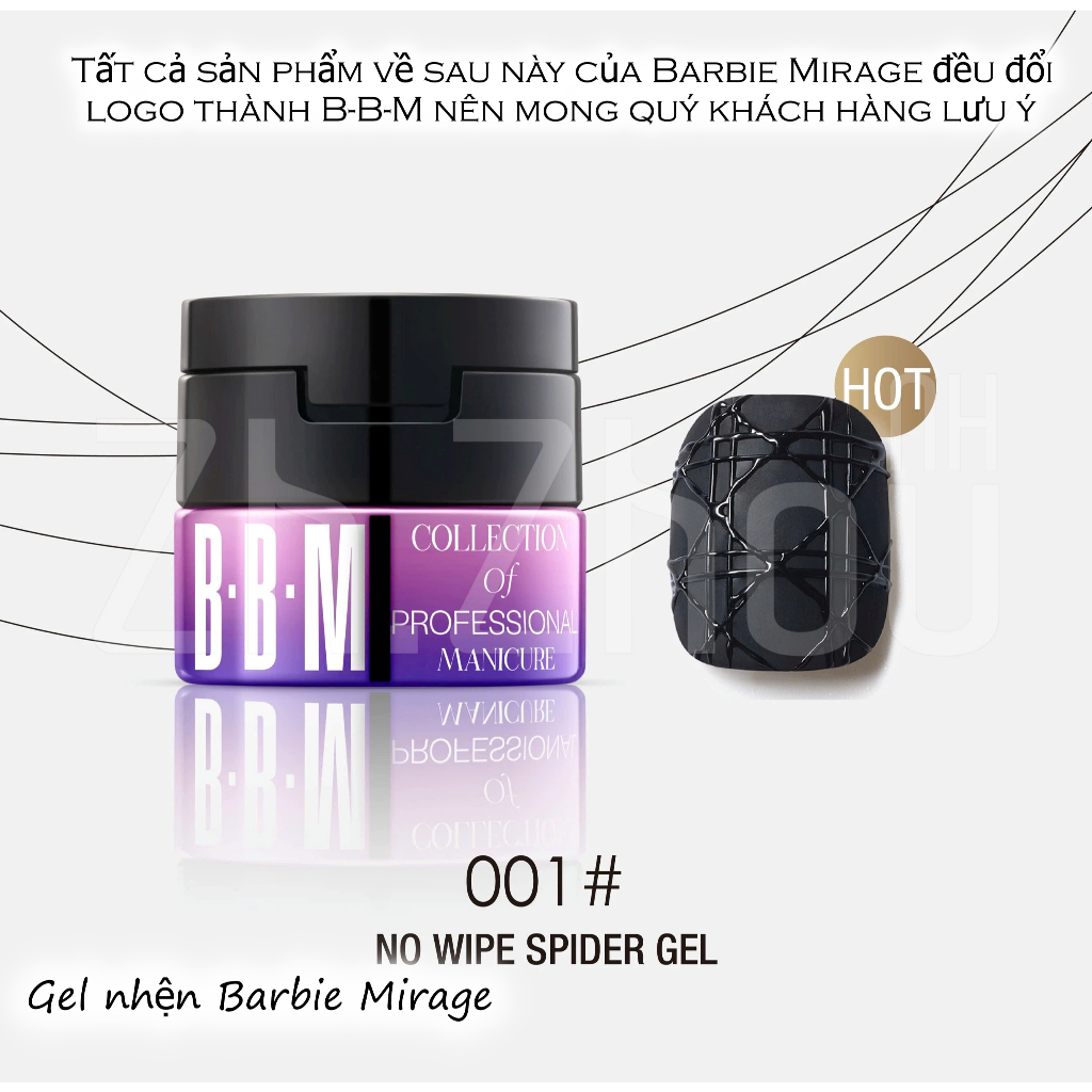Gel mạng nhện BARBIE MIRAGE trắng đen, gel nhện barbie mirage, gel nhện cao cấp