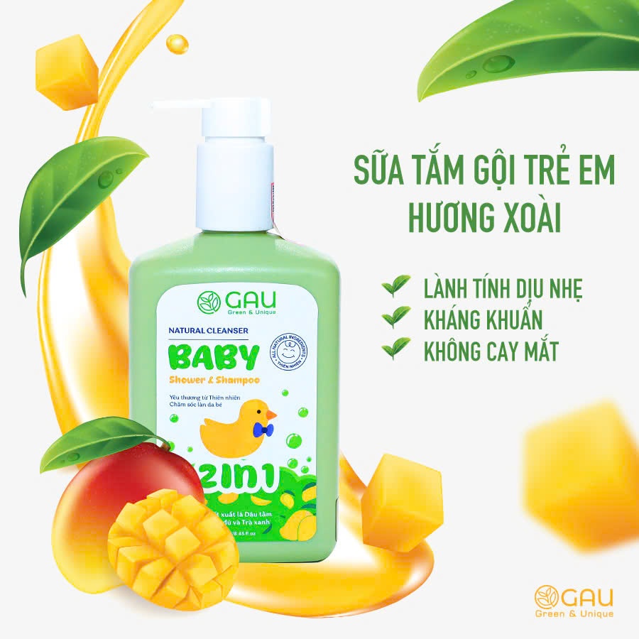 Sữa tắm BÉ An Lành Hoàn toàn Tự nhiên hương Xoài thơm ngọt, Dịu êm Chính hãng GAU dung tích 250ml