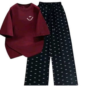 Sét Bộ Quần Ống Suông nơ + mix áo phông unisex nam nữ-chất da cá đẹp dày
