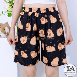 Size 38-85KG Quần Capybara Short lững hoạt hình Cartoon Unisex - Quần đùi thun cotton mùa hè nam nữ nhiều hoạ tiết cute