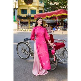 Áo dài cách tân cổ 3 phân tà ngắn AD194