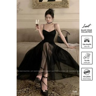 Váy hai dây phối voan sang chảnh LUST chất liệu dày dặn T40
