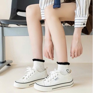 Set 5 đôi tất cổ thấp bèo ren họa tiết trái tim hoa