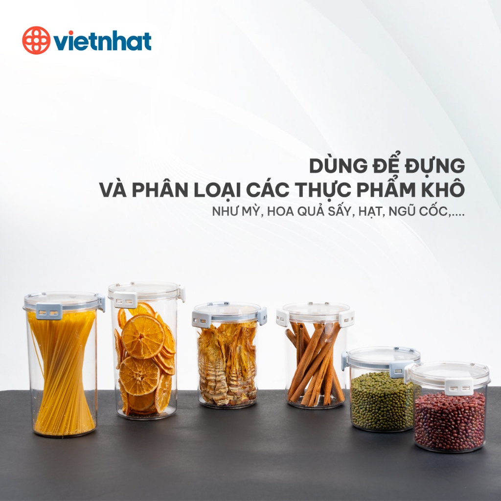 Hộp đựng đồ khô, Hộp đựng thực phẩm, Hộp đựng gia vị nhà bếp hình tròn chính hãng VIỆT NHẬT