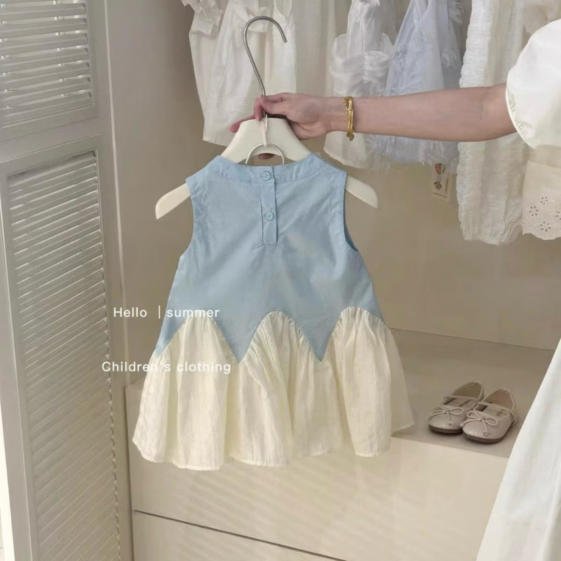 DL41 váy bé gái Diệu Linh Shop kids- Váy thiết kế chất liệu thô nến phối với chất tơ cho bé diện đi chơi đi học 8-38kg