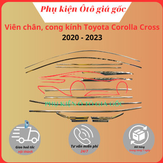 Nẹp viền chân, cong kính xe Toyota Corolla Cross 2018-2025 chất liệu INOX 304 cao cấp, sáng bóng