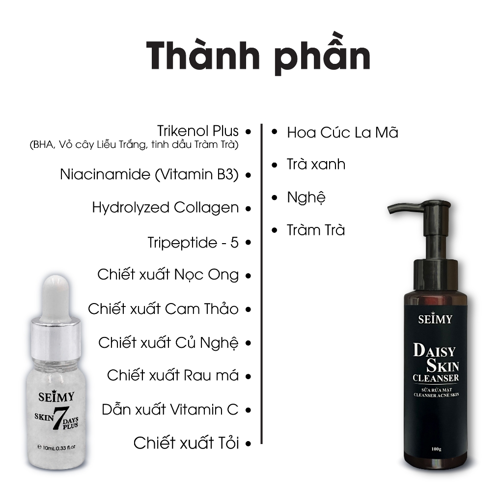 Ảnh Combo Serum Giảm Mụn 10ml và Sữa rửa mặt Seimy 100ml 1