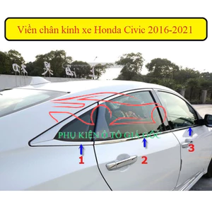 Bộ nẹp chân, cong kính xe Honda Civic 2017-2021 INOX cao cấp, sáng bóng