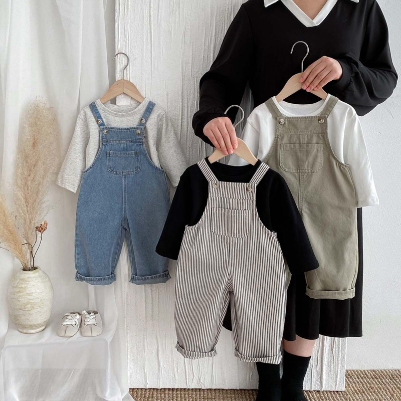 (Order) Yếm ống xuông có túi đằng trước phong cách Hàn Quốc dành cho bé trai - bé gái