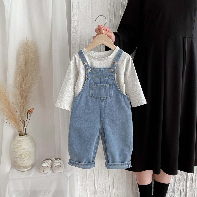 (Order) Yếm ống xuông có túi đằng trước phong cách Hàn Quốc dành cho bé trai - bé gái