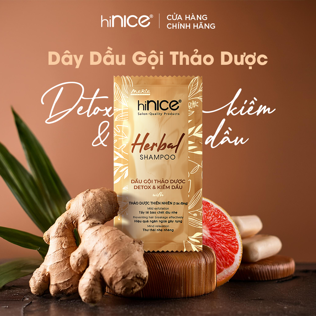 Ảnh Gói Dầu Gội Tinh Dầu Thảo Dược Thiên Nhiên hiNICE Herbal Shampoo Hỗ Trợ Detox, Kiềm Dầu Da Đầu 2