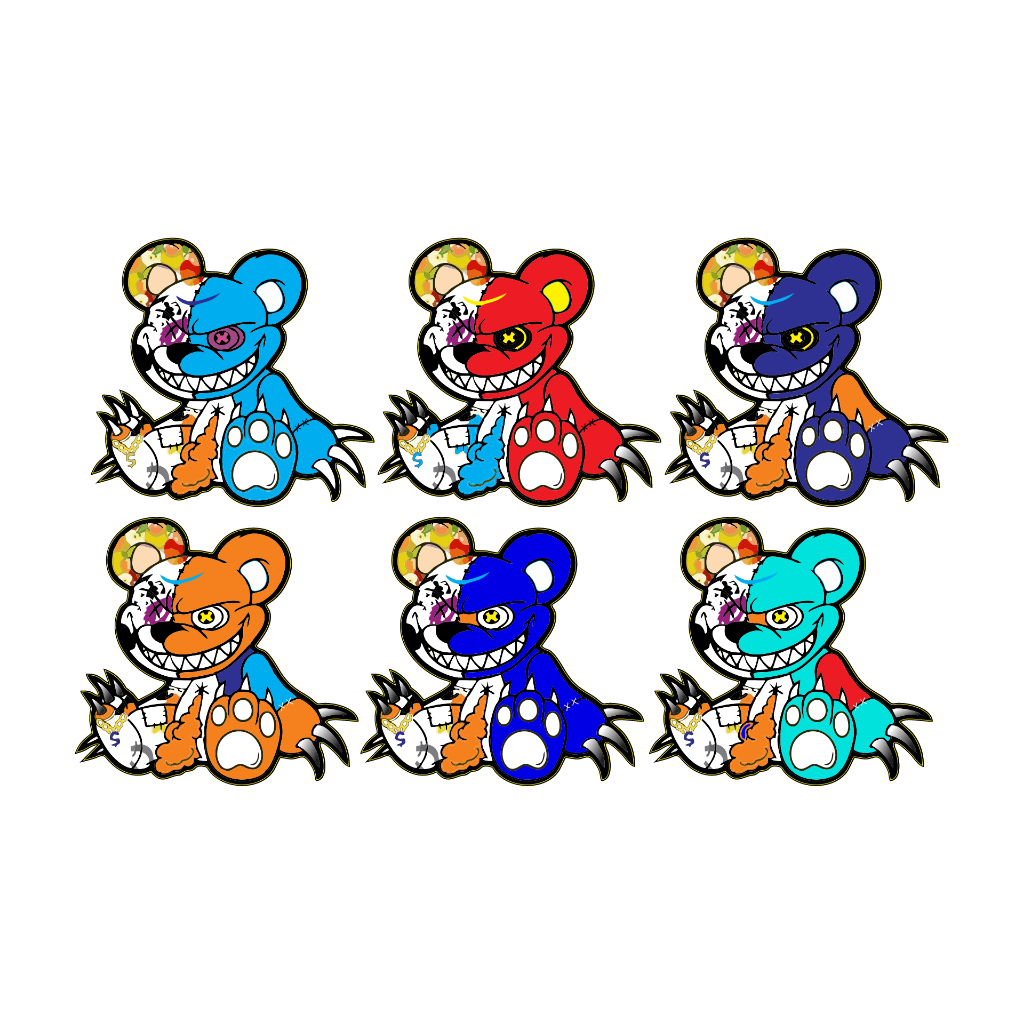 Tem Sticker Dán Gấu Quỷ Bạo Lực Ma Bé Đồng Thương Hiệu Influencer Nhật ...