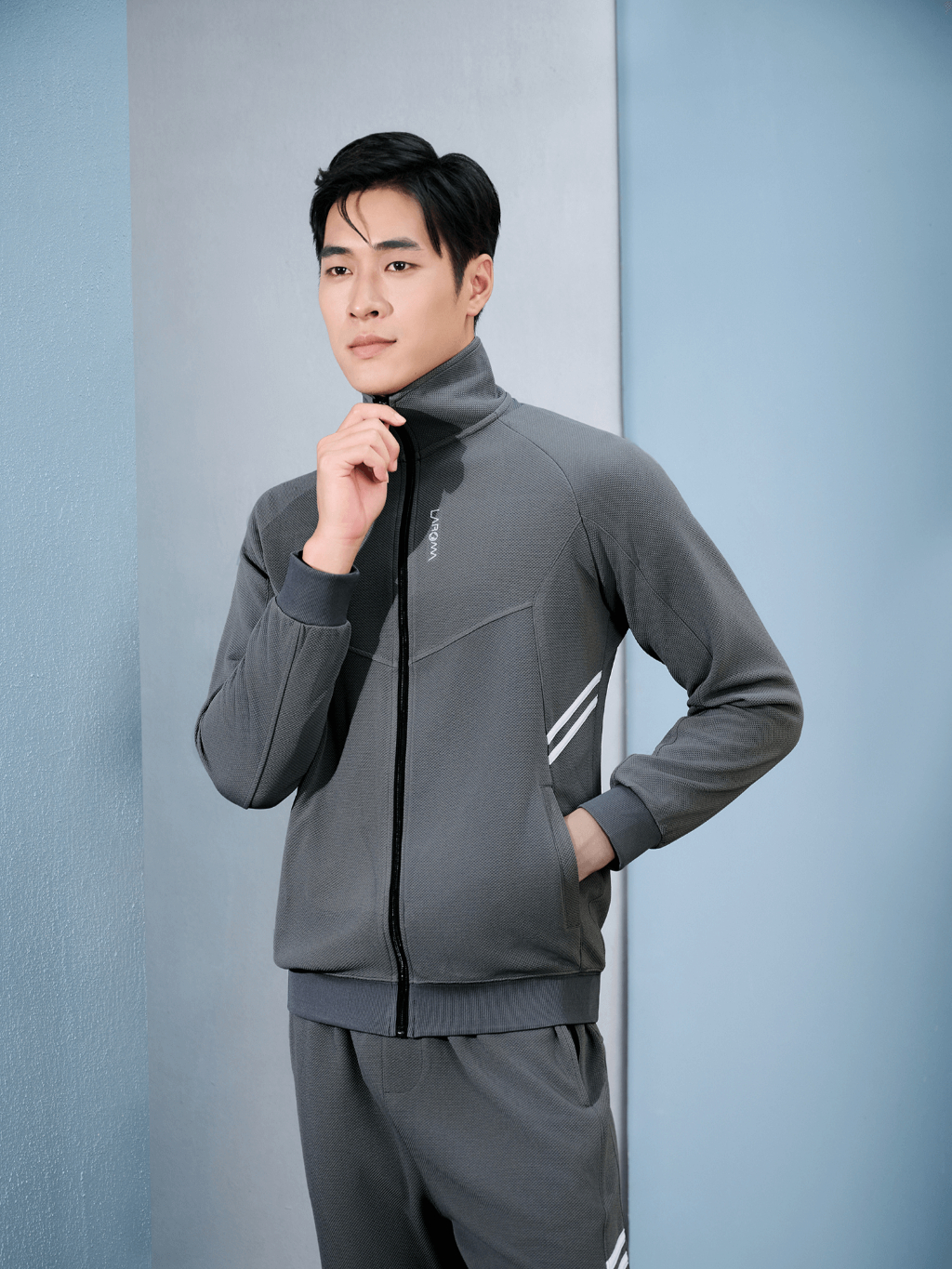 Ảnh Bộ Quần Áo Nỉ Thu Đông Khóa Kéo Laroma Cho Nam | Sọc Đôi - Giữ Ấm - Vải Thơm - Kháng Khuẩn 3