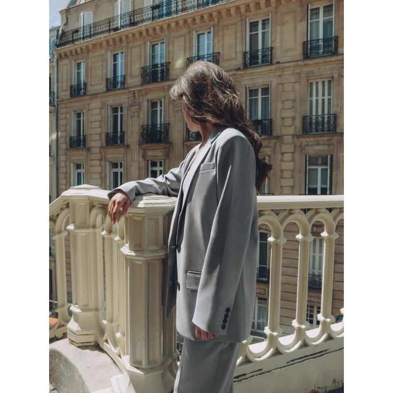 Set Áo blazer nữ  & Quần  [MAY THEO SỐ ĐO] - chất liệu cao cấp, 2 lớp, lót lụa mềm, màu xám