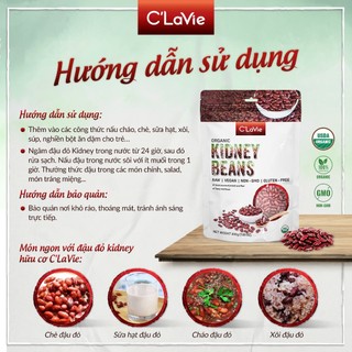 Đậu đỏ azuki, kidney hữu cơ C'LaVie 200g giàu chất xơ, nấu chè, cháo cho bé ăn dặm