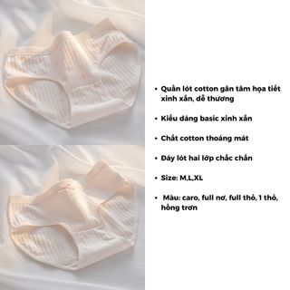 COMBO 5 Quần lót nữ cotton kẻ sọc kháng khuẩn khử mùi Quần chíp nữ cạp vừa họa tiết cute DEVARI L566