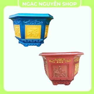 Khuôn đúc chậu lục giác 25 hoa văn sen,trúc, chữ phúc(trung quốc)