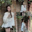 Áo Thô Đũi Dáng Babydoll Pha Ren Tay Dài Tiểu Thư Form Dấu Quần