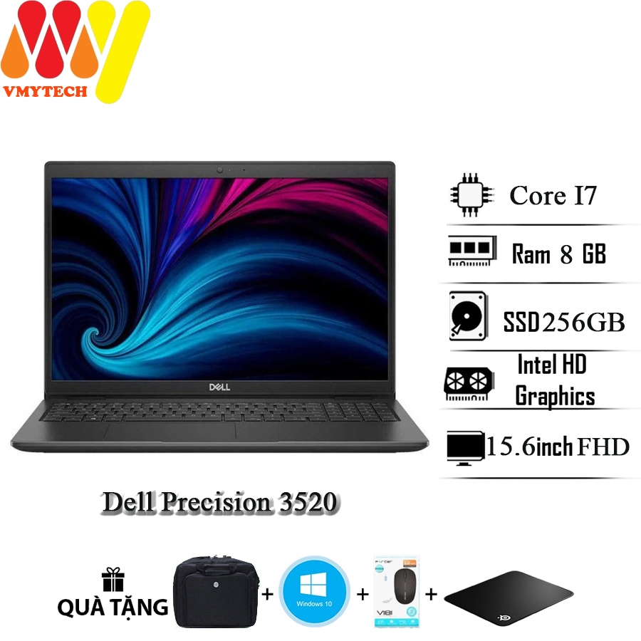 Laptop Dell Precision 3520, Core i7-7820HQ, ram 8GB, SSD 256GB, VGA, 15 ...