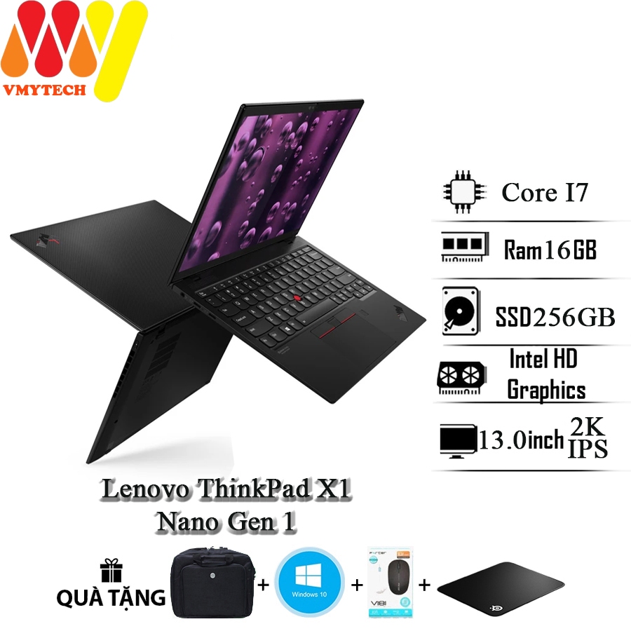Lenovo ThinkPad X1 Nano Gen 1 - Ultra-léger <1kg, I7-1180G7, 16Go RAM, SSD 512Go, écran 13" 2K, Windows 10 Pro, Clavier AZERTY FR