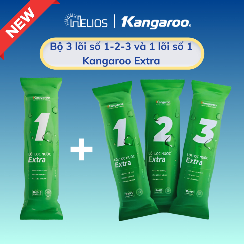 Ảnh Combo 4 lõi lọc nước Kangaroo ( Bộ lọc thô số 1,2,3 + lõi số 1) cho máy lọc nước KANGAROO 1