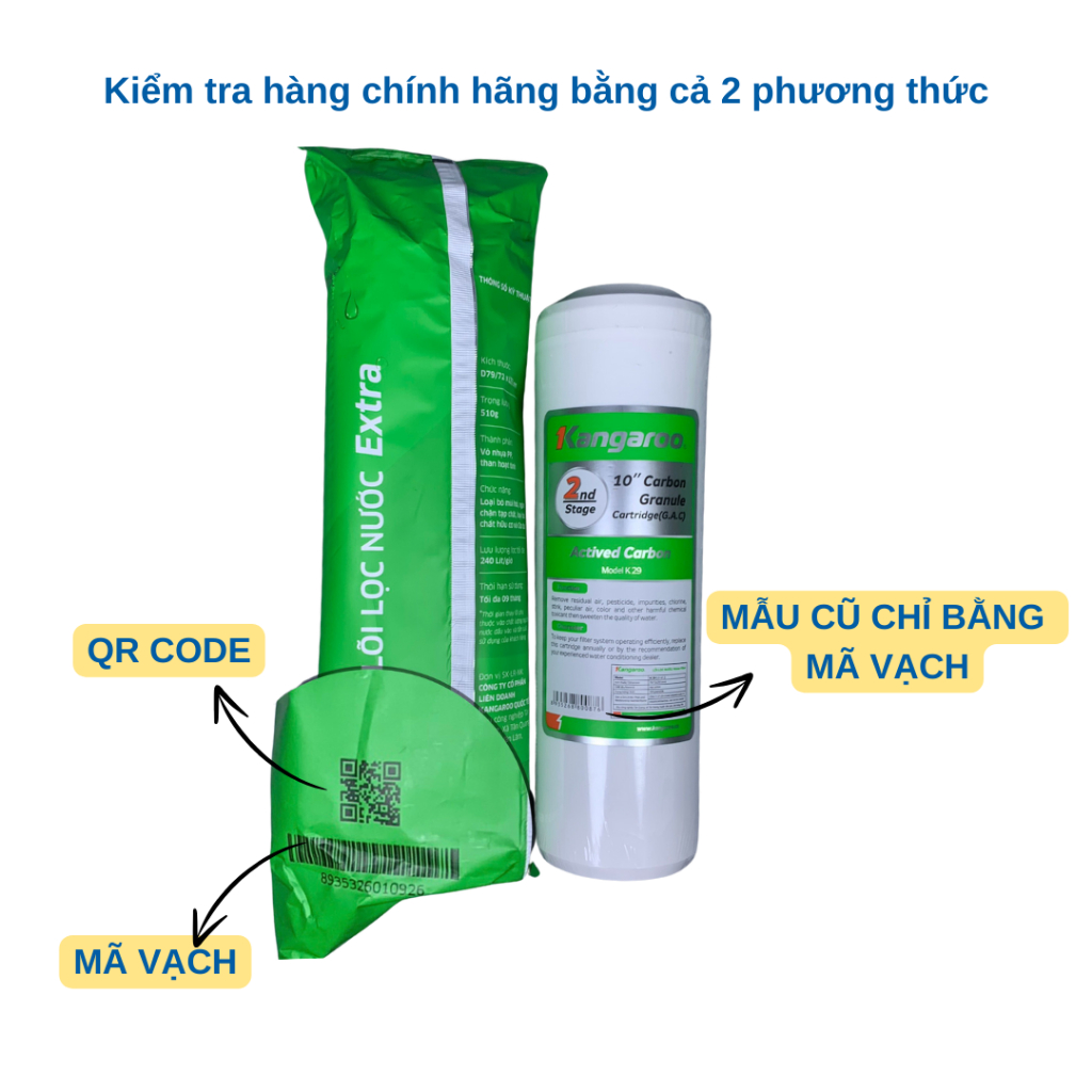 Ảnh Combo 4 lõi lọc nước Kangaroo ( Bộ lọc thô số 1,2,3 + lõi số 1) cho máy lọc nước KANGAROO 3