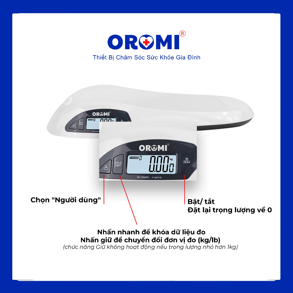 Cân Điện Tử Trẻ Em OROMI ER7210 - Cân Trẻ Sơ Sinh Kỹ Thuật Số