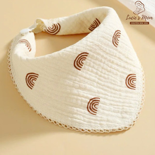 Yếm Tam Giác Vải Muslin Cao Cấp 4 Lớp Cúc Bấm, Hoạ Tiết Siêu Dễ Thương, Thấm Hút Tốt Cho Bé