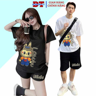 SÉT BỘ QUẦN ÁO MẶC CẶP ĐÔI SIÊU DỄ THƯƠNG HÌNH IN LABU BA MÀU UNISEX NAM NỮ 5 SIZE 40-70KG - SSL
