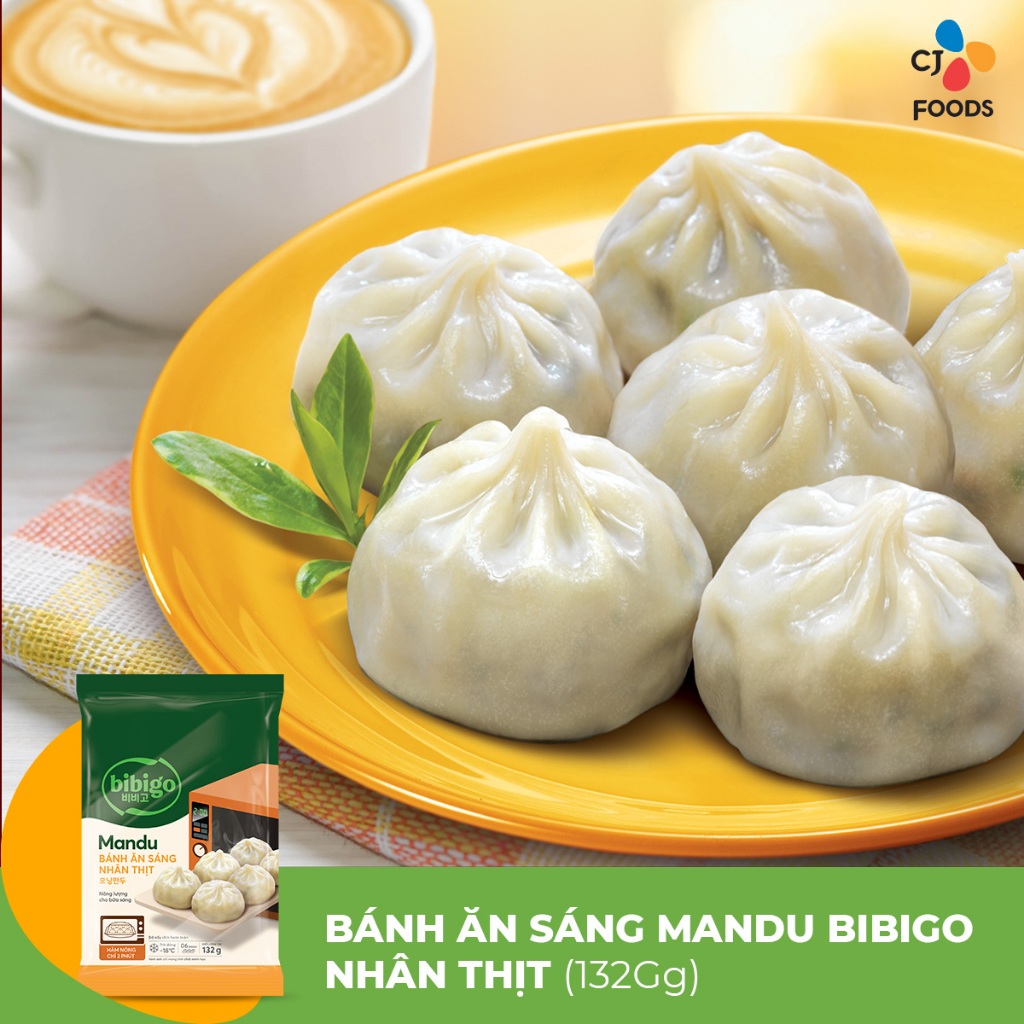 Ảnh Bánh xếp Mandu Bibigo ăn sáng nhân thịt 132g [Quay vi sóng 2 phút] 2