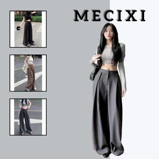Quần ống rộng Mecixi quần dài nữ ly lệch cạp cao tôn dáng T049