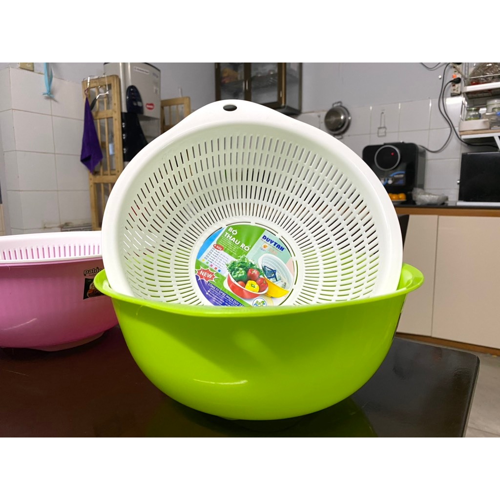 🍀HOT🍀Bộ thau rổ (1 thau + 1 rổ) - Nhựa DUY TÂN (đủ size - giao màu ngẫu ...