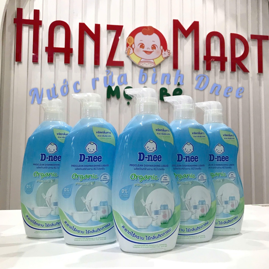 Chai nước rửa bình Dnee organic trà xanh 620ml