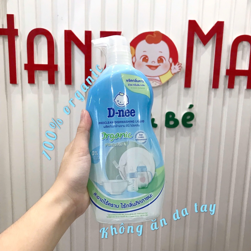 Chai nước rửa bình Dnee organic trà xanh 620ml