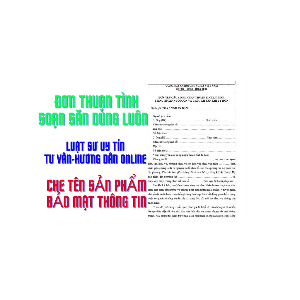 MẪU ĐƠN LY HÔN THUẬN TÌNH 4 BẢN 2026